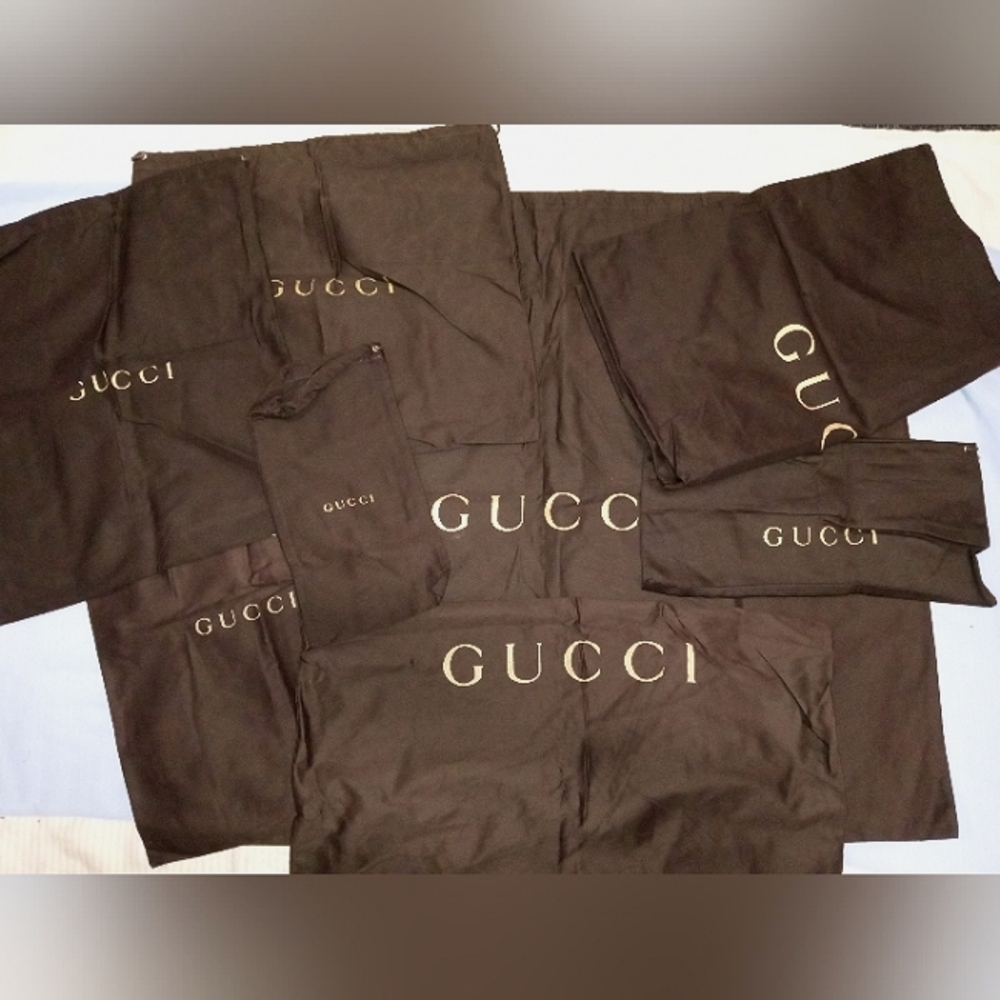 Gucci brown drawstring dustbag set of 8